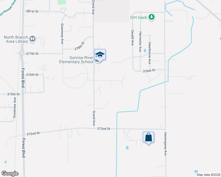 map of restaurants, bars, coffee shops, grocery stores, and more near 37562 Granite Court in North Branch