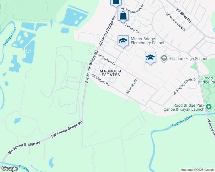 map of restaurants, bars, coffee shops, grocery stores, and more near 1736 Southeast Water Lily Street in Hillsboro