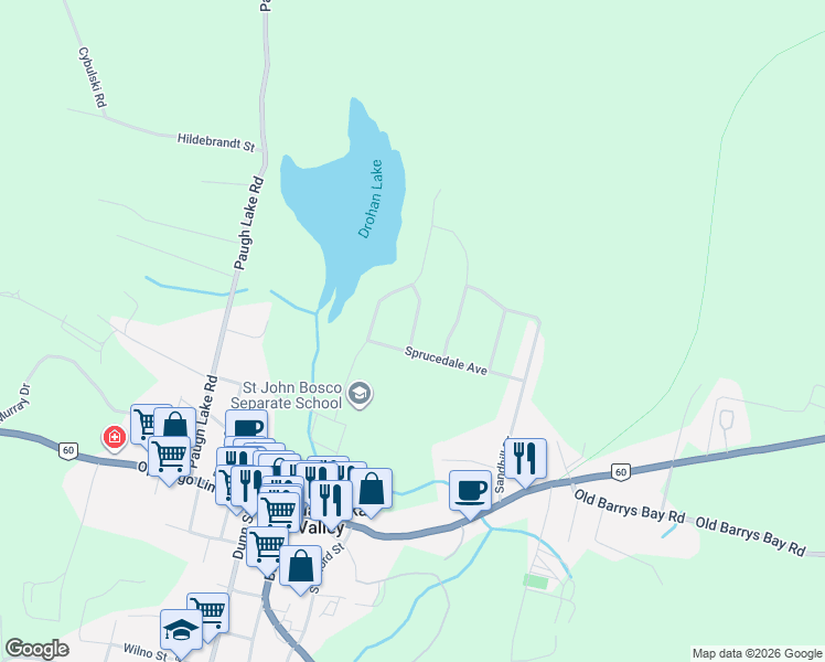 map of restaurants, bars, coffee shops, grocery stores, and more near 22 Birchview Drive in Madawaska Valley