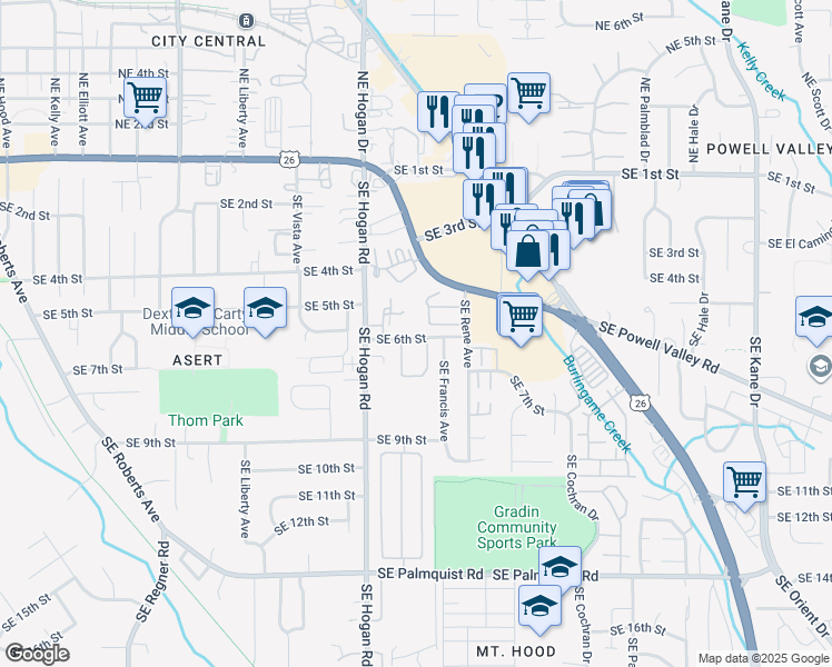 map of restaurants, bars, coffee shops, grocery stores, and more near 1977 Southeast 6th Street in Gresham
