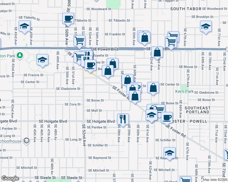 map of restaurants, bars, coffee shops, grocery stores, and more near in Portland