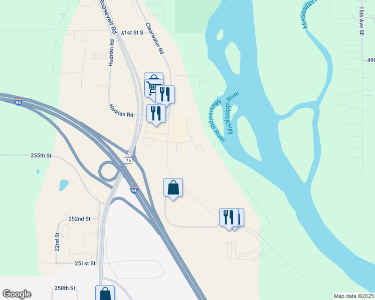 map of restaurants, bars, coffee shops, grocery stores, and more near 4360 Clearwater Road in St. Cloud