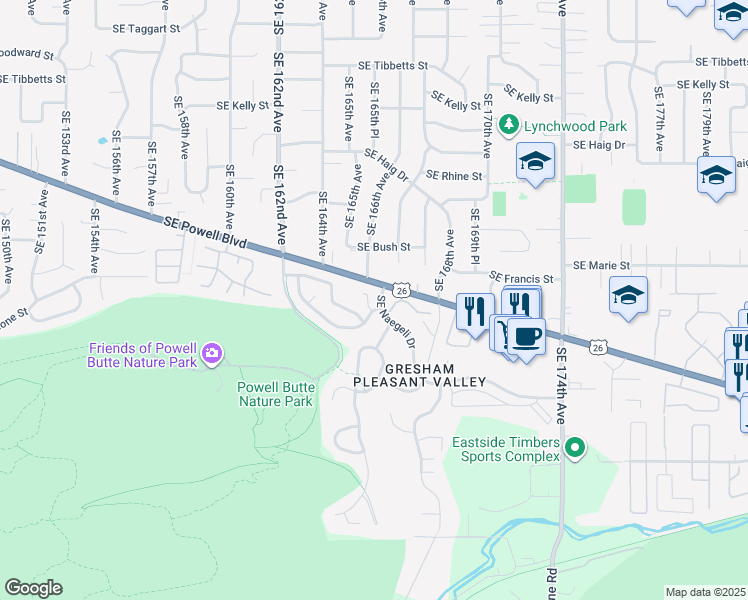 map of restaurants, bars, coffee shops, grocery stores, and more near 24 Southeast Naegeli Drive in Portland