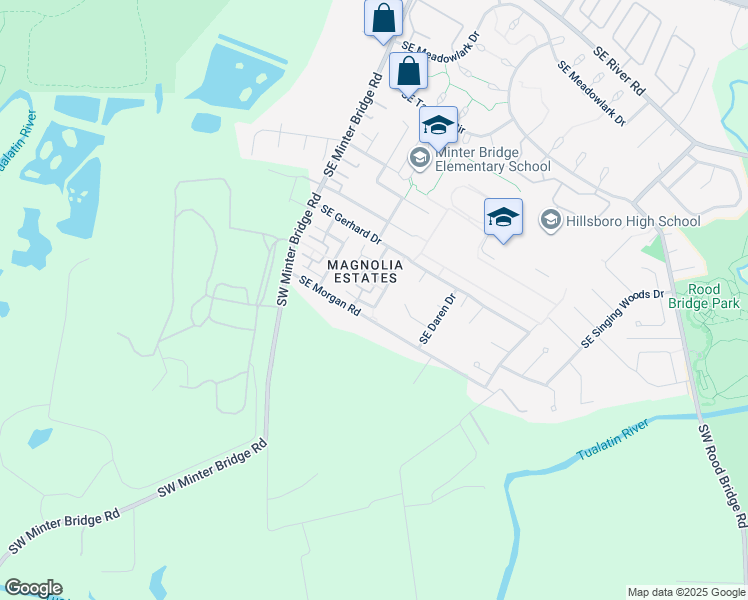 map of restaurants, bars, coffee shops, grocery stores, and more near 1857 Southeast Water Lily Street in Hillsboro