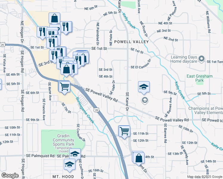 map of restaurants, bars, coffee shops, grocery stores, and more near 577 Southeast Hale Drive in Gresham