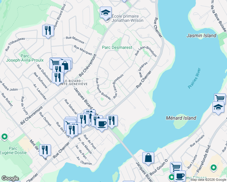 map of restaurants, bars, coffee shops, grocery stores, and more near 3279 Rue Léon-Brisebois in Montréal