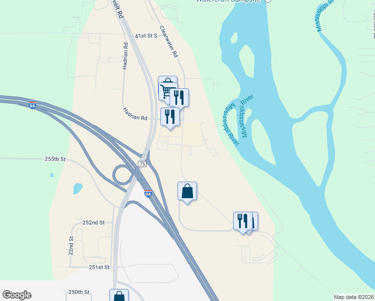 map of restaurants, bars, coffee shops, grocery stores, and more near 4388 Clearwater Road in St. Cloud