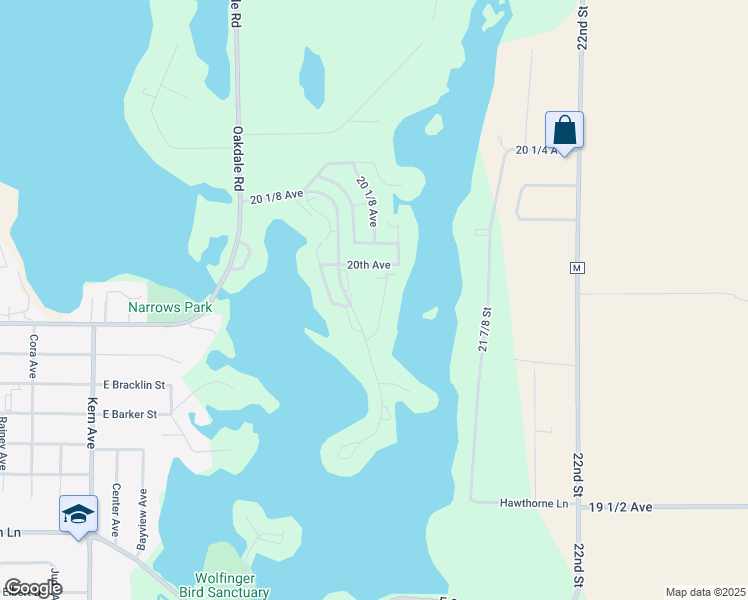 map of restaurants, bars, coffee shops, grocery stores, and more near 616 Burr Oak Place in Rice Lake
