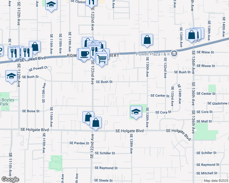 map of restaurants, bars, coffee shops, grocery stores, and more near 3925 Southeast 125th Avenue in Portland