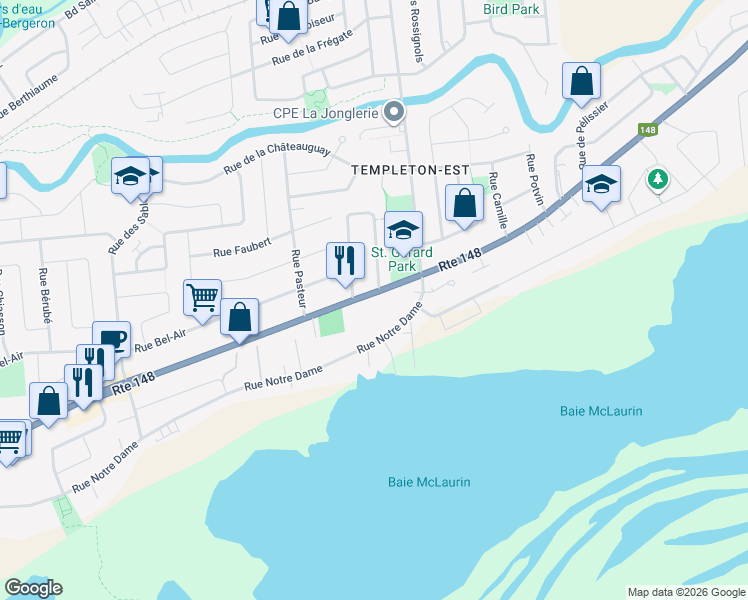 map of restaurants, bars, coffee shops, grocery stores, and more near 1228 Boulevard Maloney Est in Gatineau