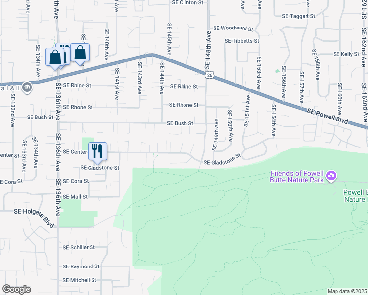 map of restaurants, bars, coffee shops, grocery stores, and more near 3936 Southeast 146th Avenue in Portland