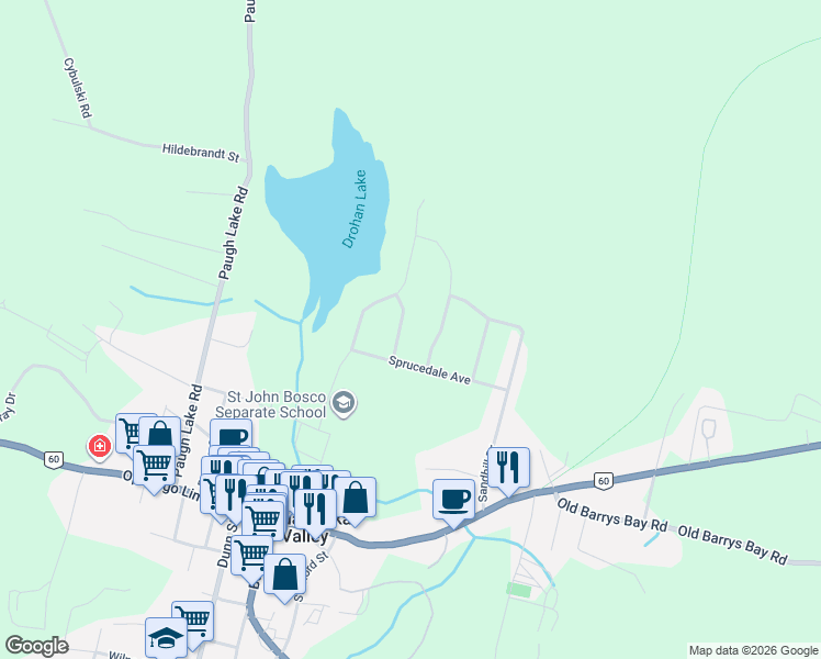 map of restaurants, bars, coffee shops, grocery stores, and more near 22 Birchview Drive in Madawaska Valley