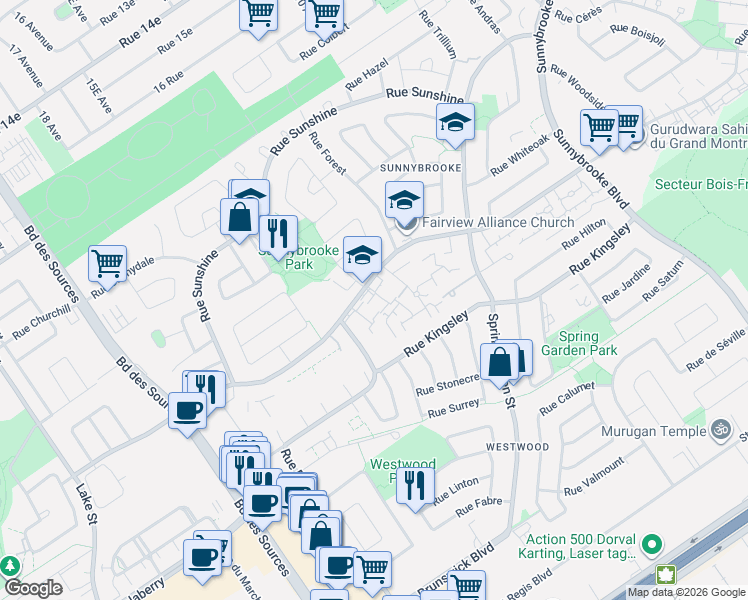 map of restaurants, bars, coffee shops, grocery stores, and more near 465 Rue Hyman in Dollard-des-Ormeaux