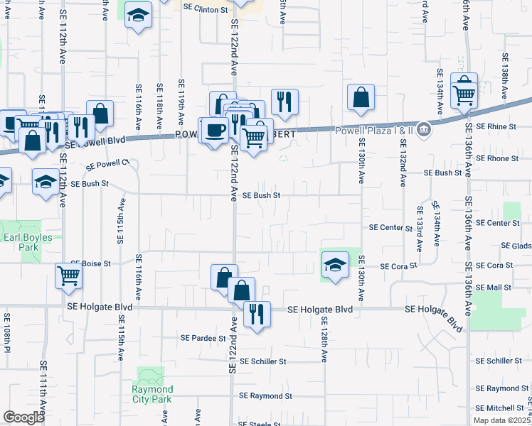 map of restaurants, bars, coffee shops, grocery stores, and more near 3900 Southeast 122nd Avenue in Portland