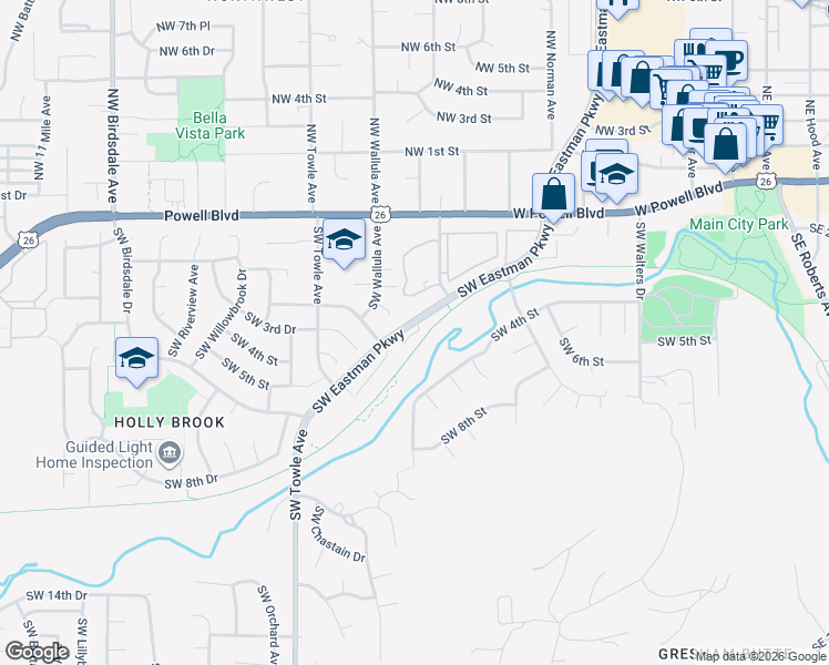 map of restaurants, bars, coffee shops, grocery stores, and more near 380 Southwest Eastman Parkway in Gresham