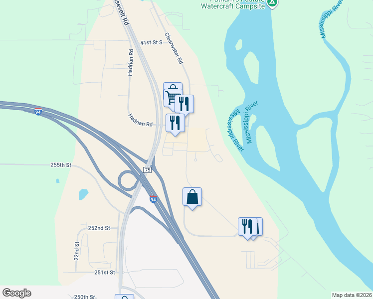 map of restaurants, bars, coffee shops, grocery stores, and more near 4388 Clearwater Road in St. Cloud