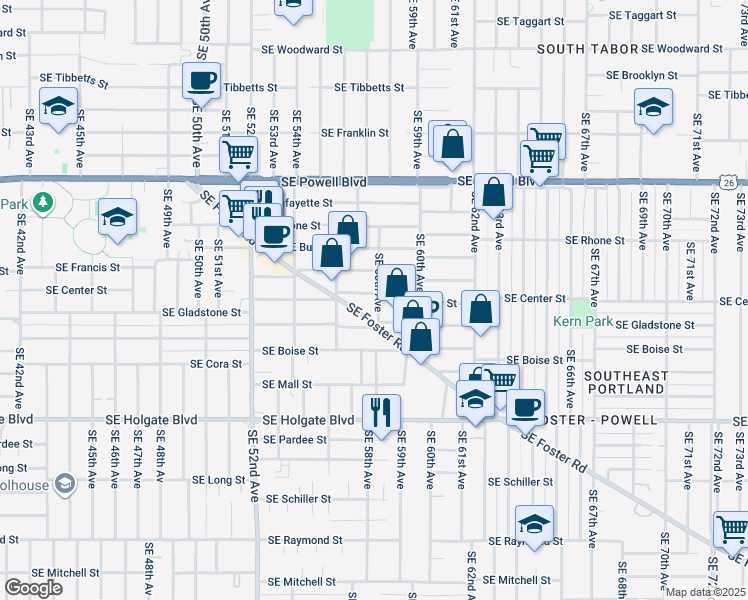 map of restaurants, bars, coffee shops, grocery stores, and more near in Portland