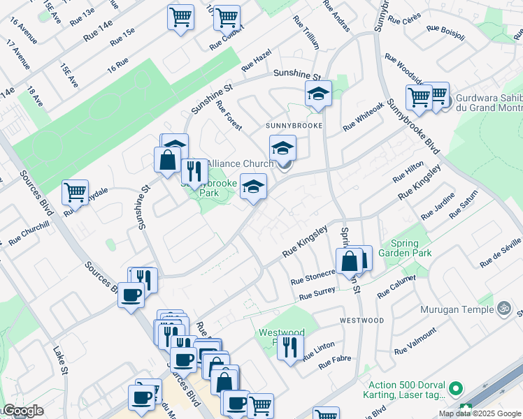 map of restaurants, bars, coffee shops, grocery stores, and more near 521 Rue Hyman Drive in Dollard-des-Ormeaux
