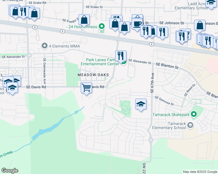 map of restaurants, bars, coffee shops, grocery stores, and more near 6300 Southeast Imagine Way in Hillsboro