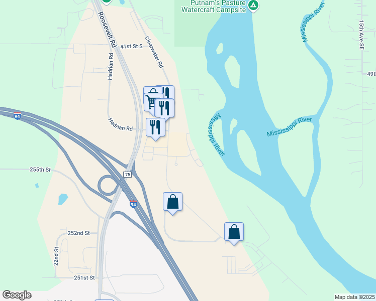 map of restaurants, bars, coffee shops, grocery stores, and more near 4360 Clearwater Road in St. Cloud