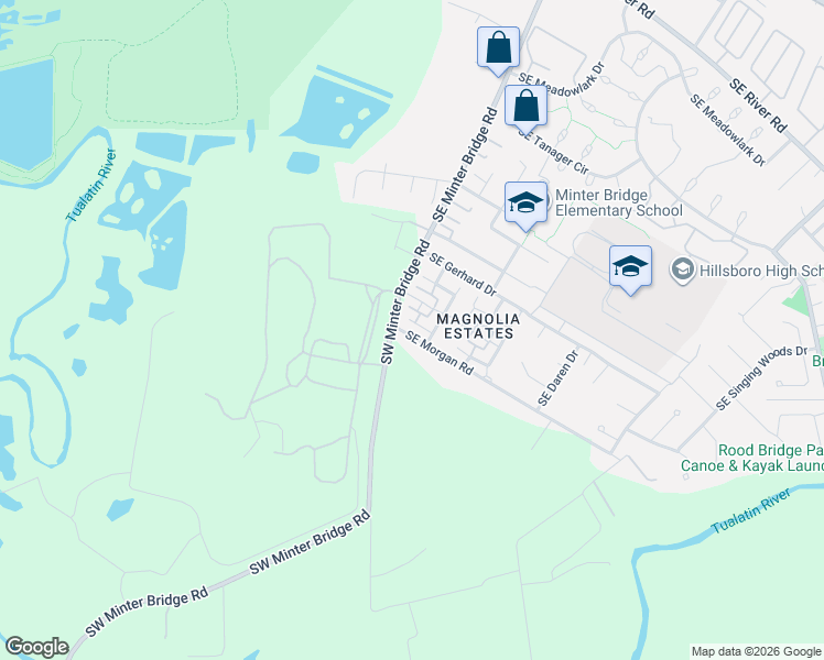 map of restaurants, bars, coffee shops, grocery stores, and more near 1502 Southeast Sweetbay Street in Hillsboro
