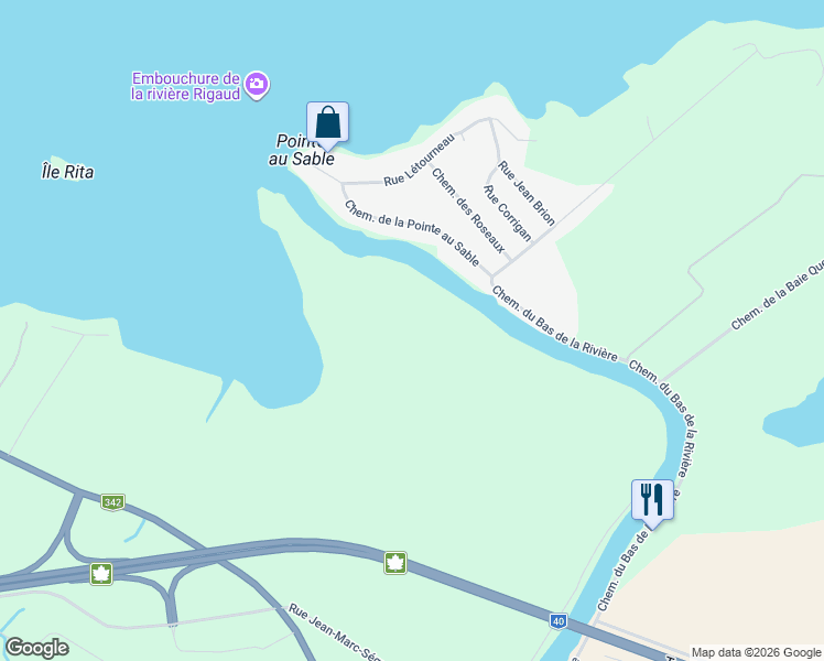 map of restaurants, bars, coffee shops, grocery stores, and more near Rue Saint-François in Vaudreuil-Soulanges