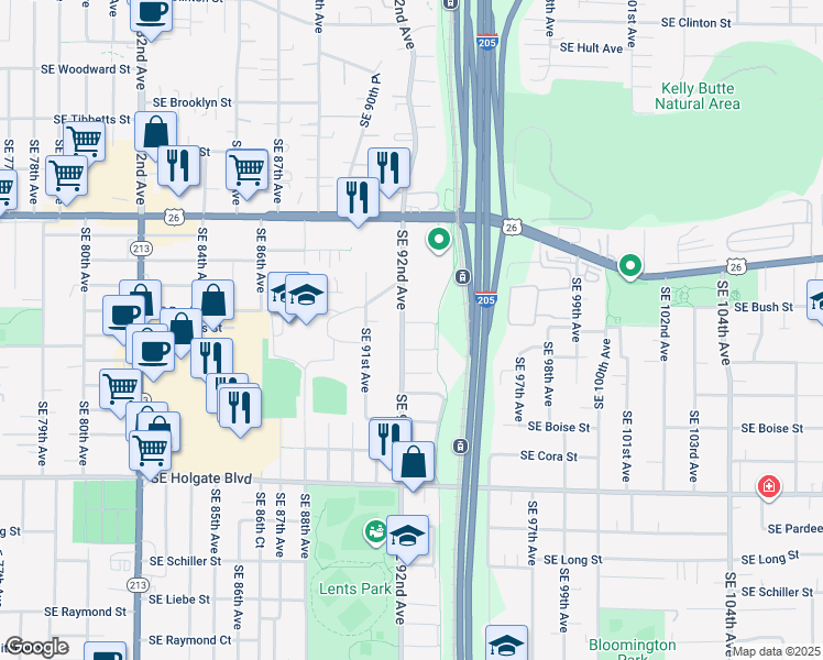 map of restaurants, bars, coffee shops, grocery stores, and more near in Portland