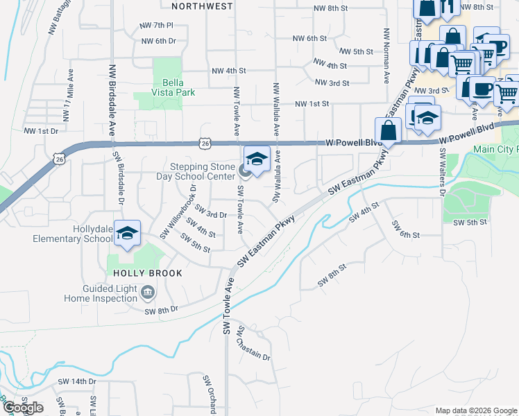 map of restaurants, bars, coffee shops, grocery stores, and more near 270 Southwest Towle Avenue in Gresham