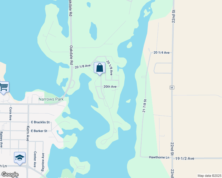map of restaurants, bars, coffee shops, grocery stores, and more near 128 20th Avenue in Rice Lake
