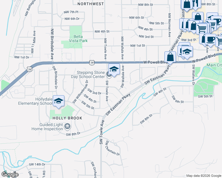 map of restaurants, bars, coffee shops, grocery stores, and more near 270 Southwest Towle Avenue in Gresham