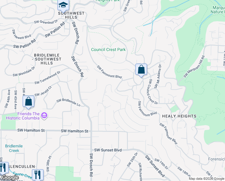 map of restaurants, bars, coffee shops, grocery stores, and more near Southwest Chesapeak Avenue in Portland