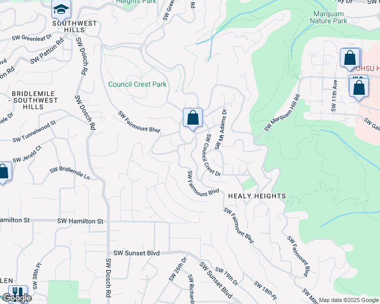 map of restaurants, bars, coffee shops, grocery stores, and more near 4019 Southwest Hillsdale Avenue in Portland