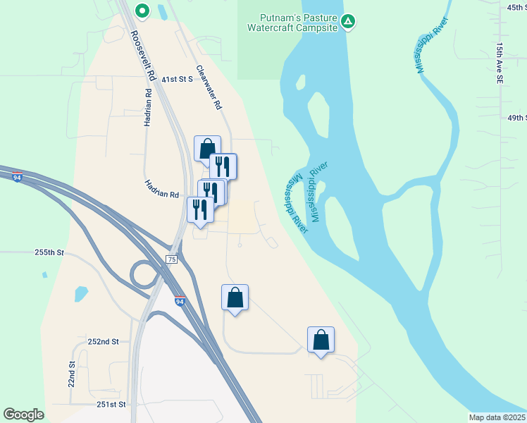 map of restaurants, bars, coffee shops, grocery stores, and more near 4290 Clearwater Road in St. Cloud