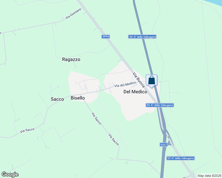 map of restaurants, bars, coffee shops, grocery stores, and more near 21 Via del Medico in Del Medico
