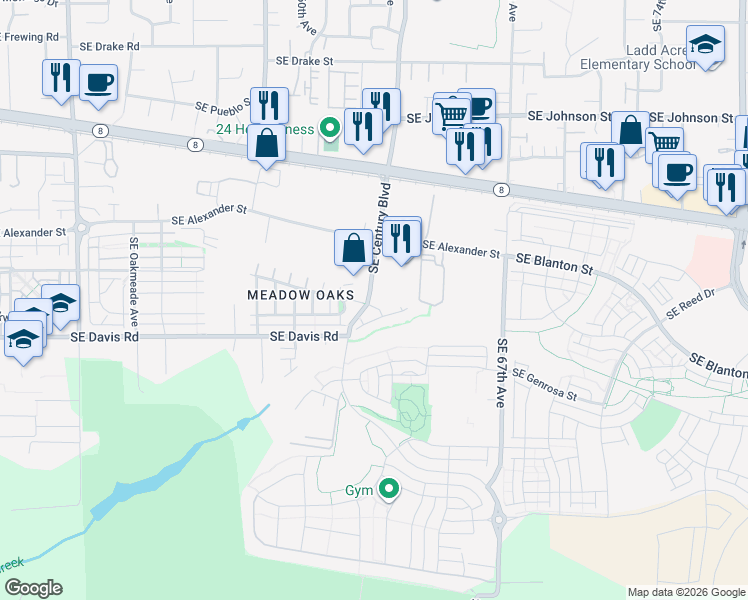map of restaurants, bars, coffee shops, grocery stores, and more near 6347 Southeast Imagine Way in Hillsboro