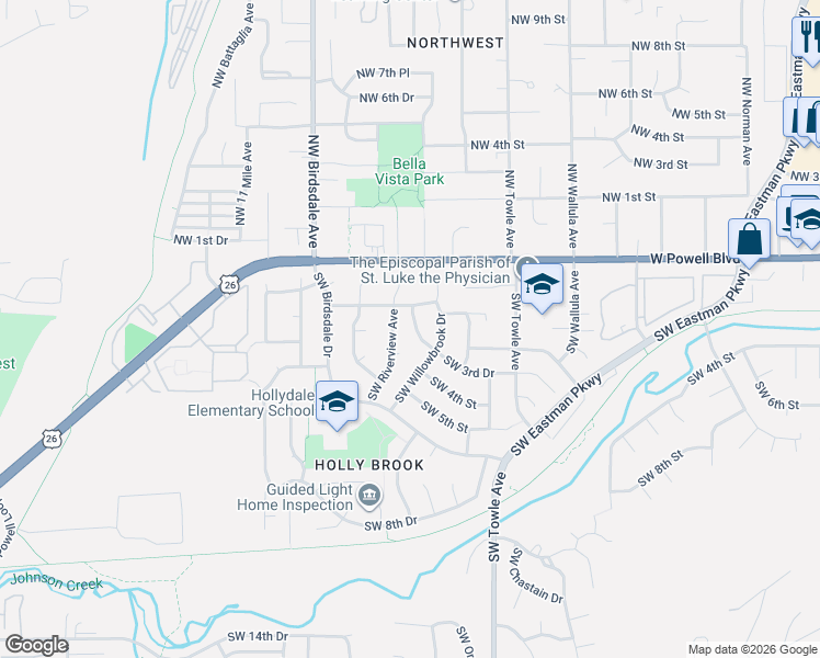 map of restaurants, bars, coffee shops, grocery stores, and more near 1942 Southwest 3rd Drive in Gresham