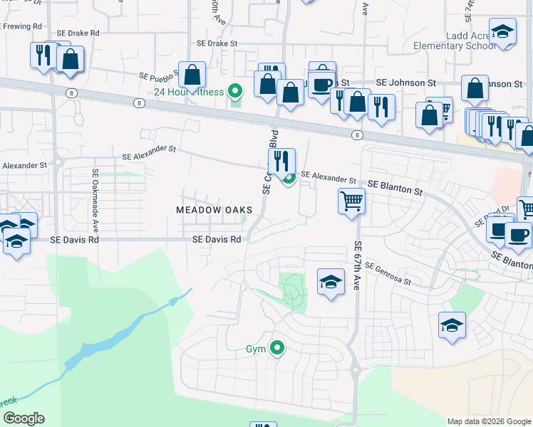 map of restaurants, bars, coffee shops, grocery stores, and more near 6347 Southeast Imagine Way in Hillsboro