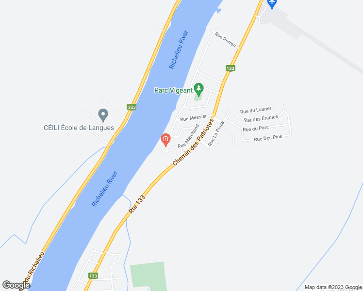 map of restaurants, bars, coffee shops, grocery stores, and more near 515 Rue Marchand in Rouville