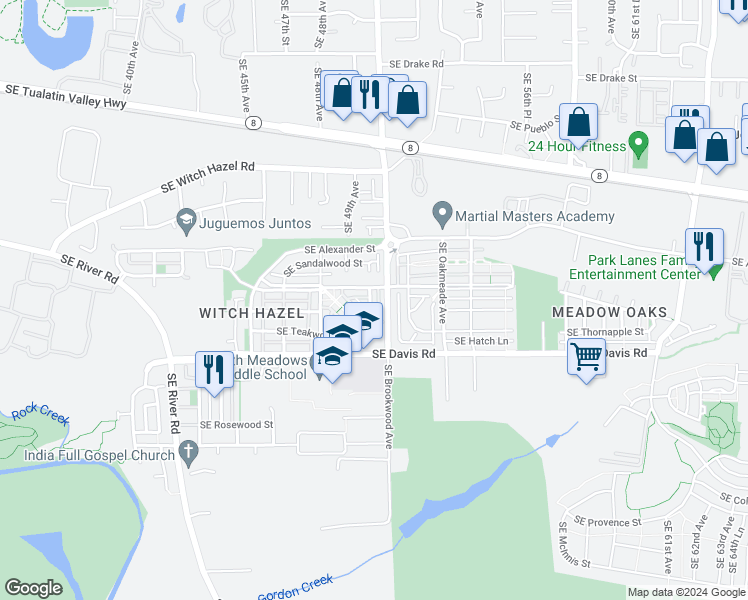 map of restaurants, bars, coffee shops, grocery stores, and more near 3378 Southeast Wedgewood Avenue in Hillsboro