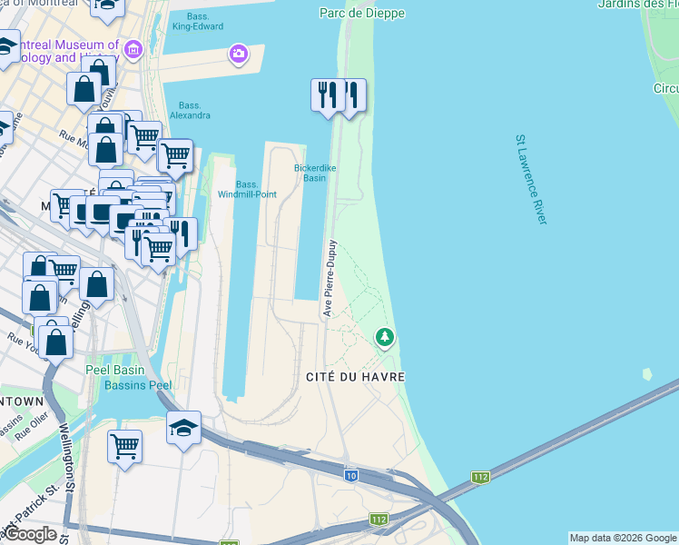 map of restaurants, bars, coffee shops, grocery stores, and more near 2380 Avenue Pierre-Dupuy in Montreal