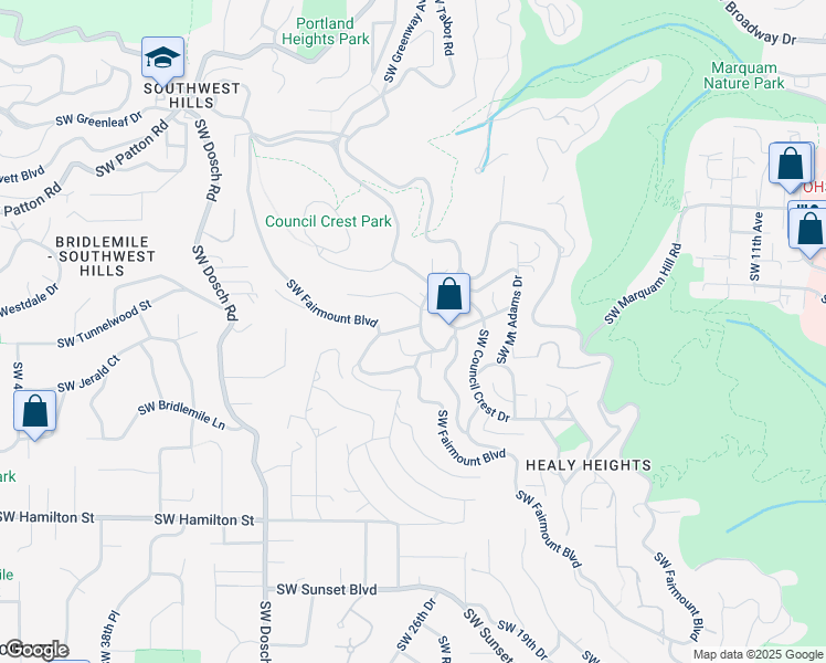 map of restaurants, bars, coffee shops, grocery stores, and more near 3801 Southwest Beaverton Avenue in Portland