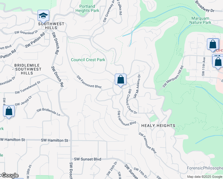 map of restaurants, bars, coffee shops, grocery stores, and more near 3801 Southwest Beaverton Avenue in Portland