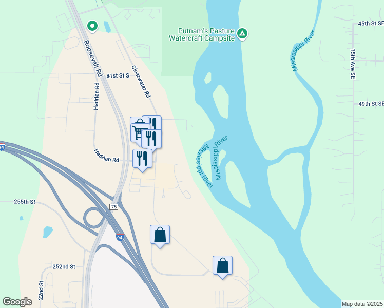 map of restaurants, bars, coffee shops, grocery stores, and more near 4290 Clearwater Road in St. Cloud