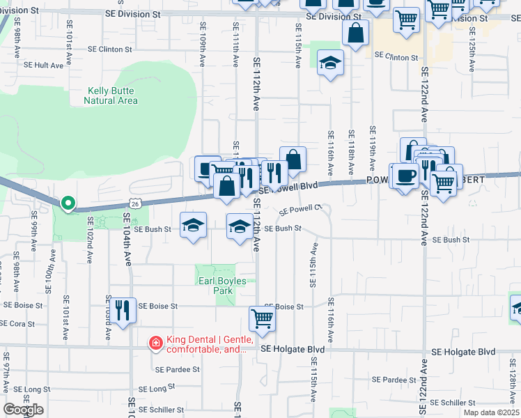 map of restaurants, bars, coffee shops, grocery stores, and more near in Portland