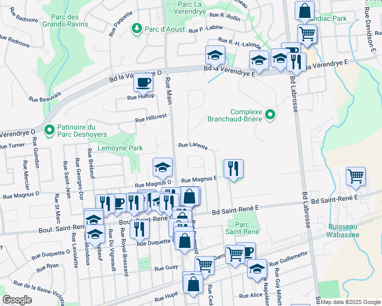 map of restaurants, bars, coffee shops, grocery stores, and more near 508 Rue Mcmillan in Gatineau