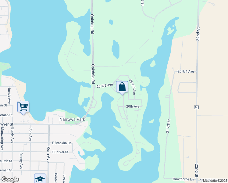 map of restaurants, bars, coffee shops, grocery stores, and more near 1615 20th Avenue in Rice Lake