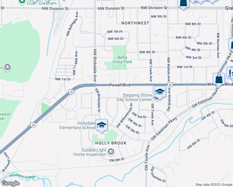map of restaurants, bars, coffee shops, grocery stores, and more near 97 Southwest Riverview Place in Gresham