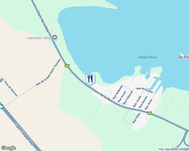 map of restaurants, bars, coffee shops, grocery stores, and more near Chemin de la Falaise in Rigaud