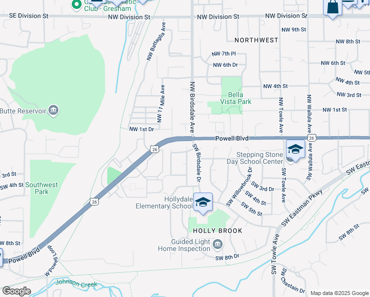 map of restaurants, bars, coffee shops, grocery stores, and more near 2343 SW 1st St in Gresham