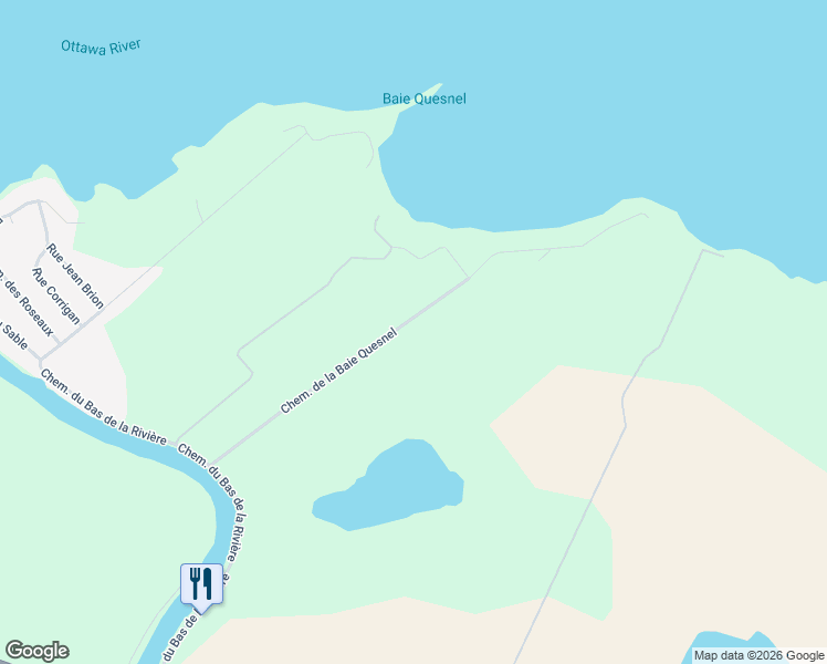 map of restaurants, bars, coffee shops, grocery stores, and more near 138 Chemin du Bas de la Rivière in Rigaud